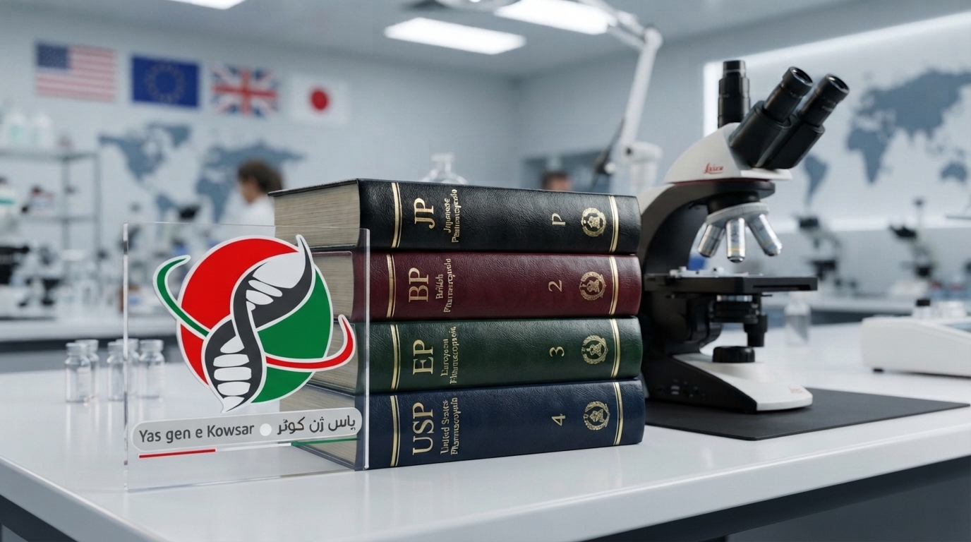 تامین استاندارد های فارماکوپه جهانی شرکت یاس ژن