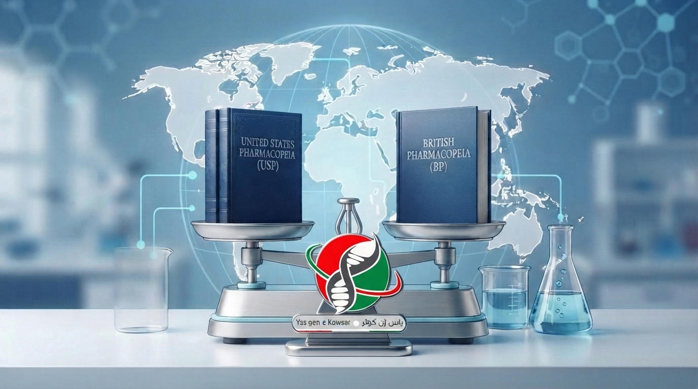 تامین استاندارد های فارماکوپه جهانی شرکت یاس ژن